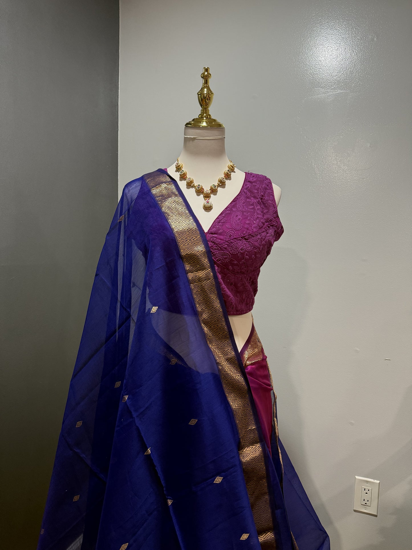 Maheshwari Silk Double Color Purple