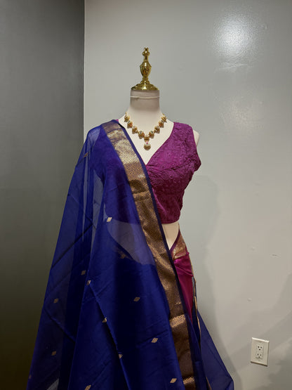 Maheshwari Silk Double Color Purple