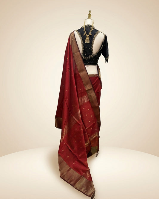 Maheshwari Silk Rust Saree